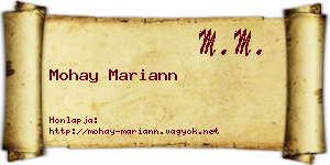 Mohay Mariann névjegykártya